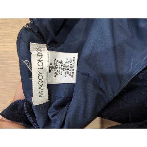 Maggy London Hot To Trot Navy Blue Ruffle Dress Size 8 90s Knee Length - Picture 5 of 10